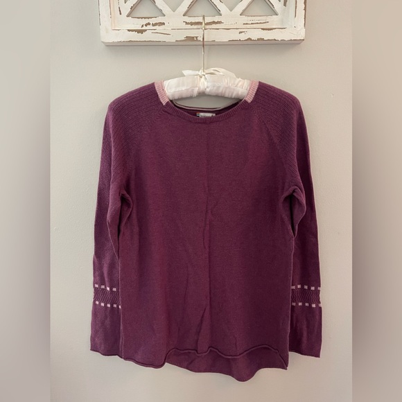 Smartwool Bell Sleeve Crew Neck Sweater In Sangria Heather Size M - Picture 2 of 16